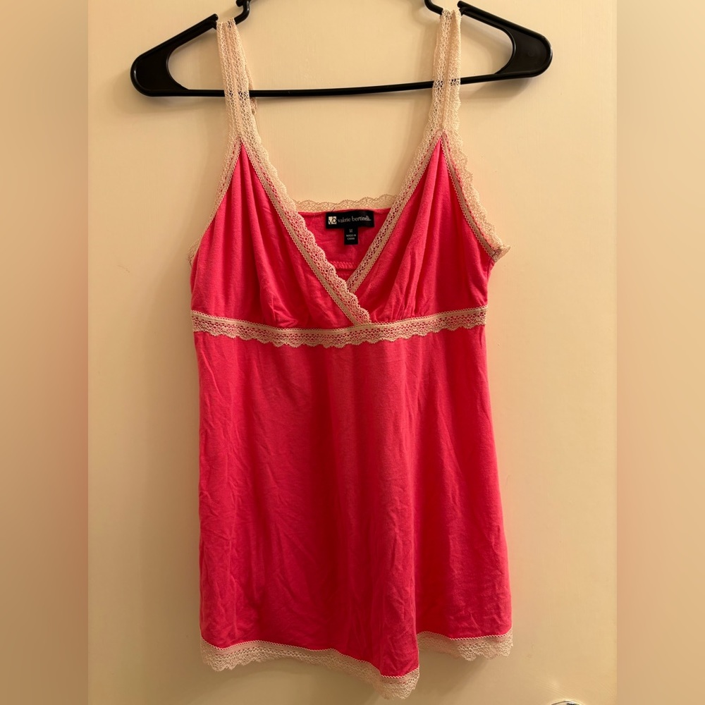 Vintage Y2k Valerie Bertinelli Women’s Medium Pink Slip Tank Lace Sleeveless